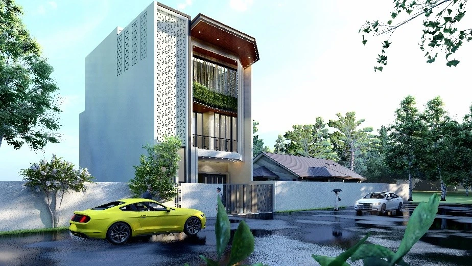 Rumah Ibu Christine, proyek AK Studio di Rungkut Surabaya